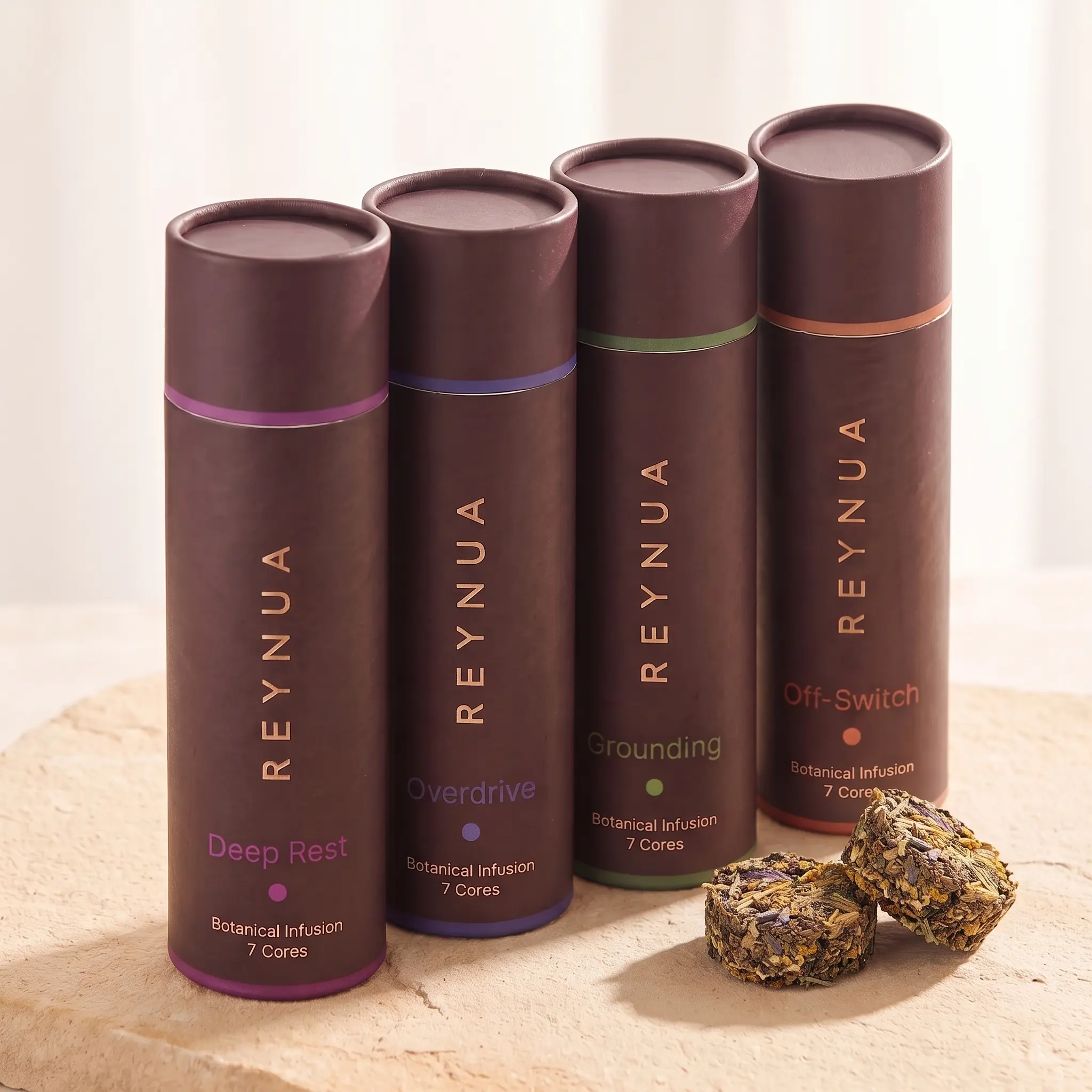 REYNUA Starter-Set: 4 Tuben mit gepressten Botanik-Cores